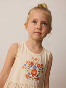 Maija Kids Maija Kids Loose Casual Floral Print Ruffle Hem Young Girl Dress