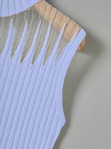 Franclia Women Knit Top, Solid Color Minimalist Fashionable, Suitable For Summer - Blue - View 6