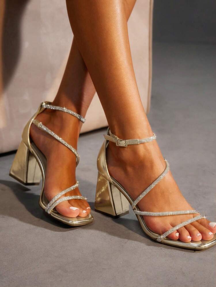 CUCCOO SZL Square Toe Chunky Heel Women's Sexy High Heel Sandals, Suitable For Summer Holiday, Night Out, Party & Club Wear Spring Shoes Prom Heels