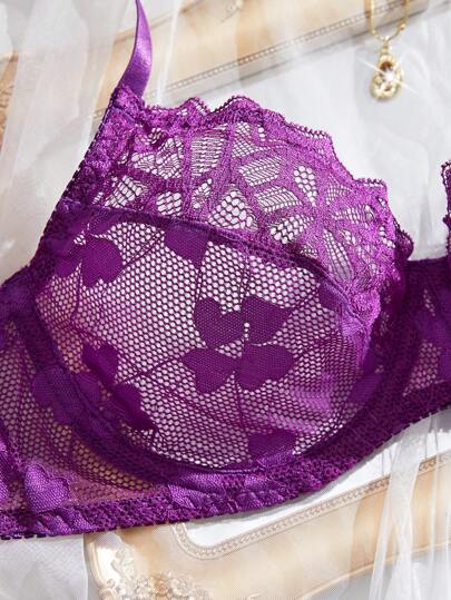 Women Kanten Verleidelijke Lingerie Wire BH Slipje Set Minimalist Everyday Wear view 3