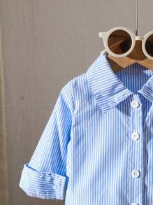 SHEIN Blouse élégante et sophistiquée de style vintage pour bébé fille, polyvalente et décontractée pour le quotidien, avec motif brodé