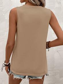 SHEIN Clasi Damen ärmelloses Trägertop Einfarbig mit rundem Ausschnitt, modisch für den Sommer