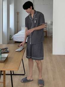 DAZY Summer Men's Casual Shirt With Label Matched Loungewear Set Pajama - Multicolor - View 8