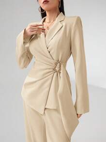 Heiryn Women Solid Color Mottled Lapel Long Sleeve Elegant Blazer In Fall/Winter