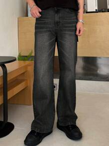 DAZY Men's Casual Washed Vintage Straight-Leg Jeans