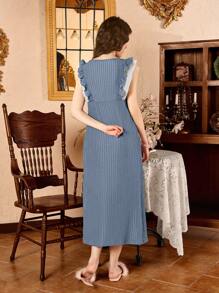 Côtesoire Vestido estilo babydoll de mangas cortas con bloques de color, ropa de dormir para mujeres
