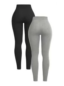 Easithlete 2条装无缝时尚运动紧身裤女式瑜伽裤 - 彩色 - 查看 3