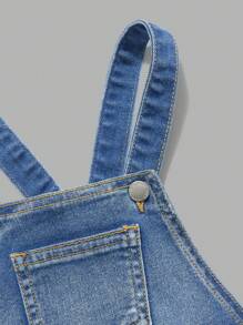 SHEIN Young Boys' Stylish Distressed Vintage Washed Ripped Skinny Blue Denim Overalls Jumpsuit,For Boys Spring Summer Clothes Daily Streetwear Outfits