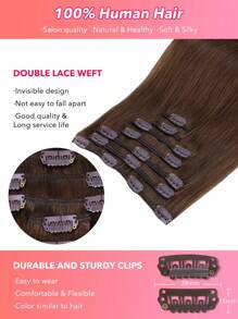 7PCS Straight Clip In Hair Extensions 100% Real Human Hair 14-24 Inch 115G Double Weft Invisible Clip Hair Extensions Remy Natural Human Hair For Women Girls Daily Use - S4A - View 9