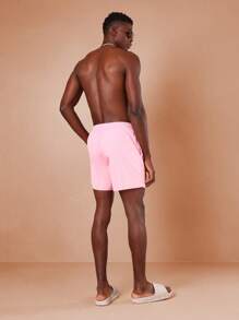 SUMWON Premium Pull-On Athletic Swim Trunks Elastic Waistband Summer Beach Pool Shorts Athletic Sport Swimwear For Swimming Vacation Casual Comfortable Regular Fit - Pink - View 4