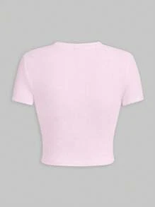 INAWLY Camiseta de ajuste ceñido y estilo corto con estampado floral para mujer, dulce e inductora de dopamina, top de verano para damas