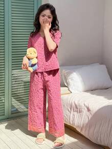 DAZY 青少年女孩秋季睡衣 青少年女孩 - 粉色 - 查看 8