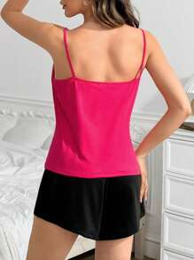 Conjunto de pijama de verano para mujer con camiseta de tirantes y pantalones cortos con estampado de letras
