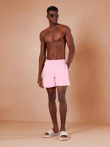 SUMWON Premium Pull-On Athletic Swim Trunks Elastic Waistband Summer Beach Pool Shorts Athletic Sport Swimwear For Swimming Vacation Casual Comfortable Regular Fit - Pink - View 2