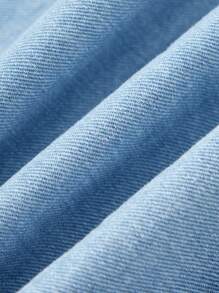 SHEIN Playful Pals Baby Boys Denim Jacket, Distressed Washed Loose Fit Casual Denim Outerwear - Light Wash - View 5