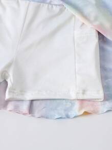 SHEIN Girl's High Waist Gradient Print Elastic Sport Skort With Side Pockets, Anti-Leakage Design, Suitable For Summer Outdoor Activities, Ideal As A Gift Summer Holiday