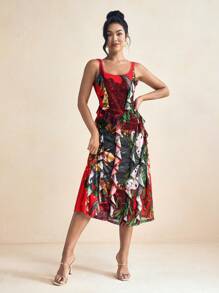 SHAQUITA GARCIA Đầm Maxi Xếp Ly In Hoa Quả Thanh Lịch Cho Nữ Mùa Xuân Hè Ngày Lễ - Nhiều màu - Xem 4