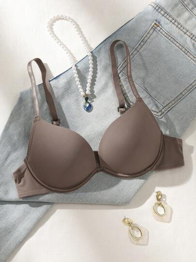 1pc Women's Plain Comfortable Underwired Bra