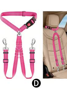 Arnés de seguridad con correa doble fija con amortiguación y tracción para 1 a 2 mascotas (perros o gatos) para usar en el coche, para seguridad en el vehículo