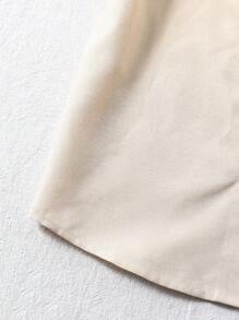 SHEIN 1 件 Tween 男孩立领绅士风格纯蓝色休闲短袖衬衫，百搭，适合春夏季 - 米色 - 查看 7