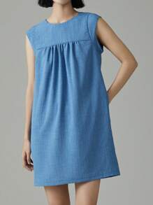 EMERY ROSE Women's Solid Color Sleeveless Casual Vacation Dress