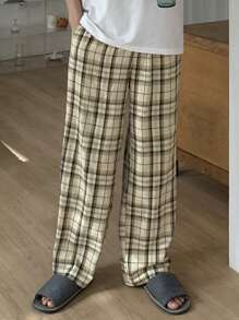 DAZY Plaid Casual Pajama Pants For Men, Spring - Beige - View 5