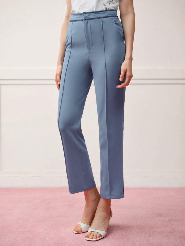 PRESS CREASE CONTRAST TRIM SUIT PANTS