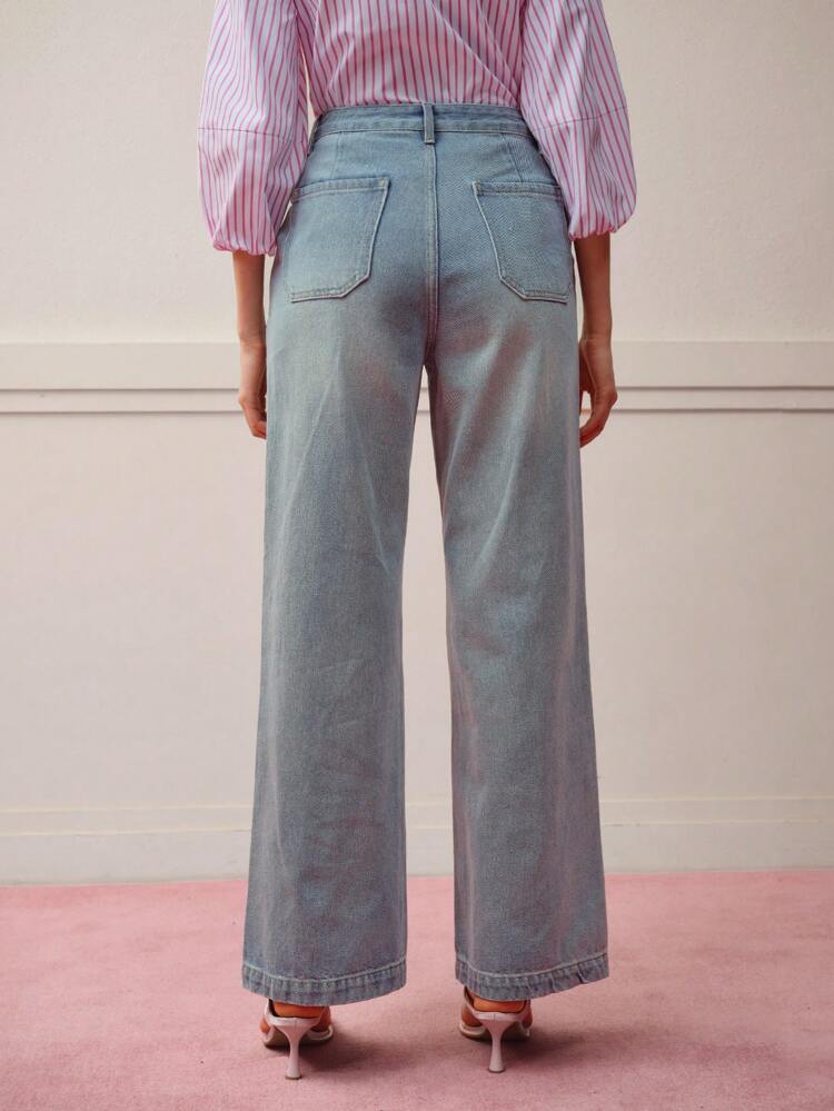 JEANS RECTOS LAVADOS CON PINZAS