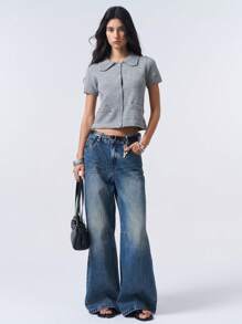 LYSMO 2025春夏新品Polo领短袖针织T恤 - 淺灰色 - 查看 7