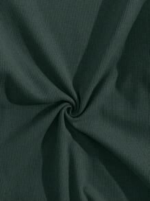 EURMUSE Cotton Men Patch Detailed With A Label Regular T-Shirt & Pants Two Pieces - Dark Green - View 6