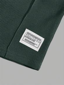 EURMUSE Cotton Men Patch Detailed With A Label Regular T-Shirt & Pants Two Pieces - Dark Green - View 4