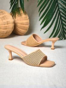 SHUZIA Giày cao gót Raffia thoải mái thời trang nữ - Màu be - Xem 4
