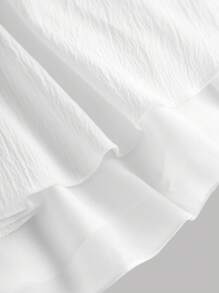 Girlism TEENGIRL 夏季白色甜美褶皱荷叶边吊带背心上衣，夏季短款上衣