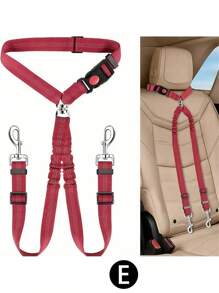 Arnés de seguridad con correa doble fija con amortiguación y tracción para 1 a 2 mascotas (perros o gatos) para usar en el coche, para seguridad en el vehículo