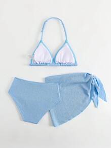 3 件套 Tween 女孩泳衣套装，白色特殊面料，时尚休闲优雅设计，适合游泳、度假、夏季