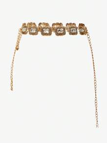 SHEIN SXY Casual Vintage Carved Crystal Acrylic Metal Waist Chain - Gold - View 1