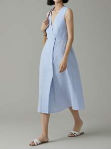 EMERY ROSE Women's Summer Casual Striped Sleeveless Midi Dress