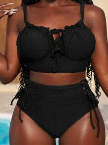 Slaydiva 2pcs Sexy Green Women Swimsuit Set For Vacation, Tank Tops - Black - View 6