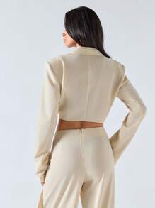 LYSMO Twist Detail Long Sleeve Cropped Blazer