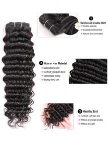 Deep Wave Bundles Human Hair Curly Hair Weave Bundles 1pc Brazilian Human Hair Extensions For Women Natural Black