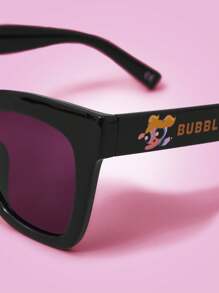 THE POWERPUFF GIRLS X SHEIN Bubbles & Letter Print Fashion Glasses - Black - View 3