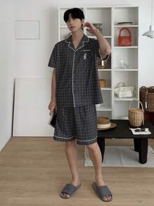 DAZY Summer Men's Casual Shirt With Label Matched Loungewear Set Pajama - Multicolor - View 3