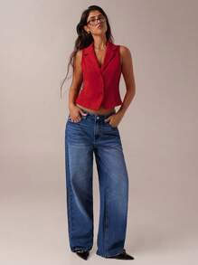 SHEIN Forever 21 春夏女士浪漫/舞会/正式/生日/90 年代/商务休闲女士/优雅/西部装/外出/时尚/休闲/Y2K/俱乐部/办公室/鸡尾酒会/复古/紧身/狂欢节/有趣/优雅/老钱/街头服饰/度假/乡村音乐会/工作/端庄/春假/单身派对/音乐会/坏人/基本款/毕业/前扣/红色背心 - 紅色 - 查看 4