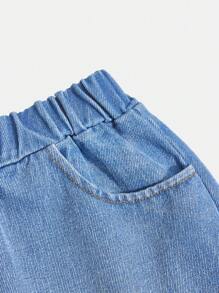 Teen Girl Spaghetti Strap Denim Ripped Shorts 2 Pieces Outfit - Black - View 5