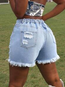 Slaydiva Shorts in jeans casual versatile da donna con tasche e orlo sfrangiato