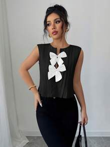 Elenzga Áo sơ mi nơ tối giản, phù hợp cho mùa hè - Nhiều màu - Xem 5