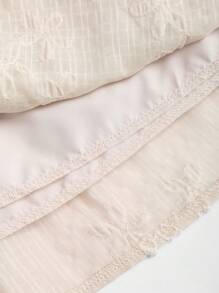 Sweetra 法式甜美粉色提花双层荷叶边下摆迷你裙，适合春夏季