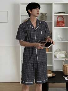 DAZY Summer Men's Casual Shirt With Label Matched Loungewear Set Pajama - Multicolor - View 4