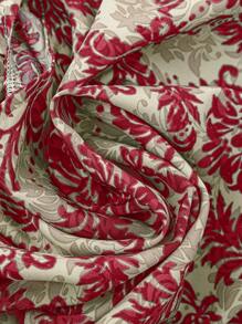 EMERY ROSE Plus Size Casual Allover Print Shirt And Pants 2Pcs Set - Burgundy - View 6