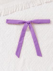 Elladie kids 女童黑色荷叶边细肩带上衣，搭配蝴蝶结腰带中腰裤 - 紫色 - 查看 6